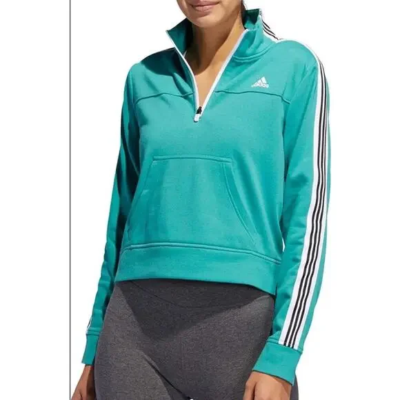 ADIDAS WOMEN'S CHANGEOVER 1/2 ZIP PULLLOVER SWEATER Green Blokecore Athletisure - Picture 1 of 11